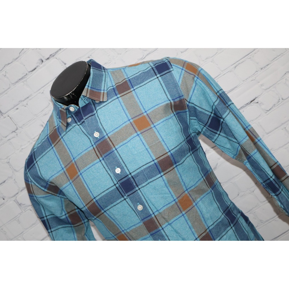Bonobos Button Down Dress Shirt Mens Medium Blue Plaid Slim Fit Flannel Cotton